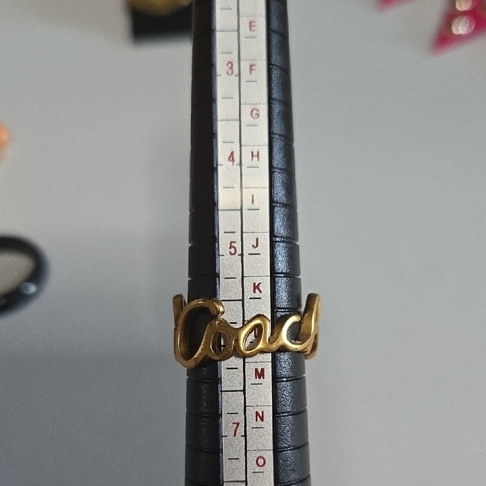 Coach Gold-Tone Script Ring - Picture 2 of 3